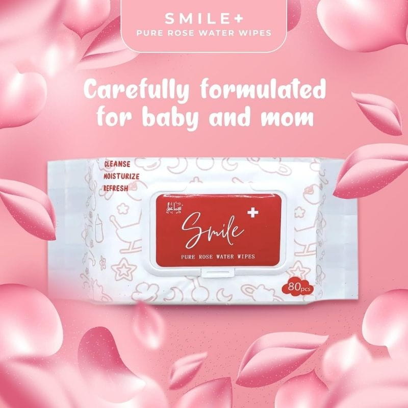 1 SMILEPLUS Rose Water Baby Wipes 480ct (Pack of 6) - Hypoallergenic for Baby & Adult Sensitive Skin - Image 1