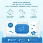 SMILEPLUS Pure Water Baby Wipes 80ct - Fragrance Free, Hypoallergenic for Newborn & Sensitive Skin